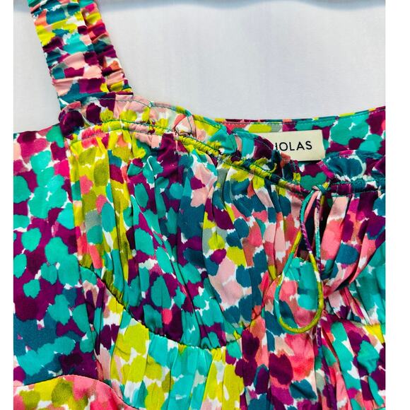 NICHOLAS Simie 100% Silk Mini Dress in Multicolor Confetti Print | Size 2 - Picture 4 of 9